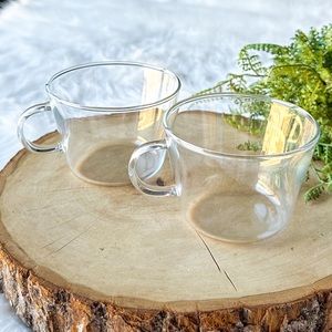 Espresso Coffee Mug Tea Clear Glass Single Wall Set of 2